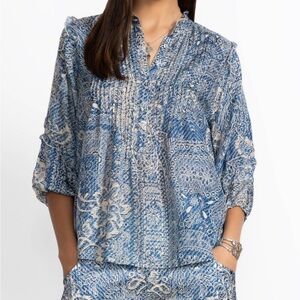 Sundance Button Down Peasant Top Silk ZEELAND BLOUSE